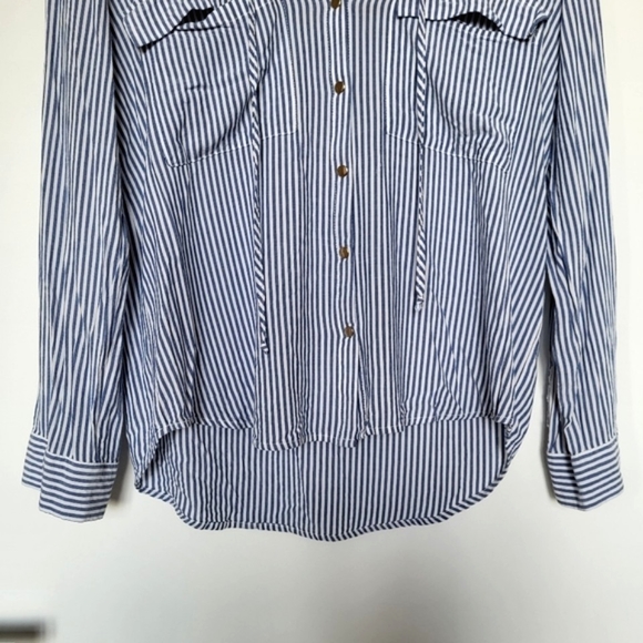Zara Striped Button-Down Pocket Shirt Blouse - Picture 6 of 13